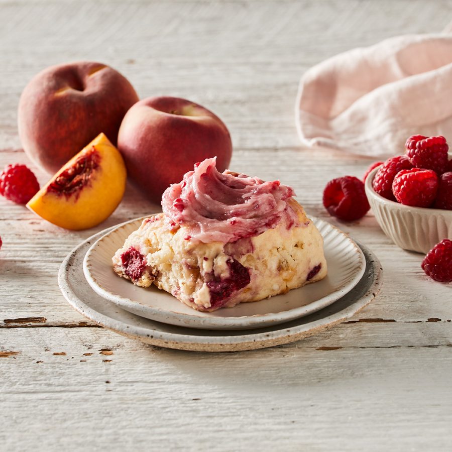 BAKERS DELIGHT – Iced Raspberry & Peach Scone!